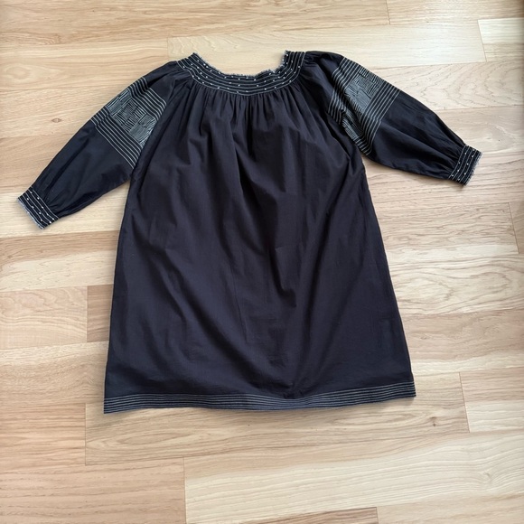 Velvet By Graham & Spencer Boho Peasant Cotton Beaded Smock Tunic Dress Size S - Picture 12 of 13